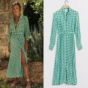 Anthropologie S/W/F Kellen Gingham Maxi Shirtdress